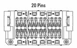 Dimensjoner Zero8-kontakt, rett, 20-polet