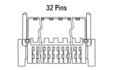 Dimensjoner Zero8-plugg, vinklet, 32-polet