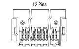 Dimensjoner Zero8-kontakt, vinklet, 12-polet