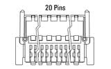 Dimensjoner Zero8-plugg, vinklet, 20-polet