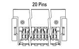 Dimensjoner Zero8-kontakt, vinklet, 20-polet